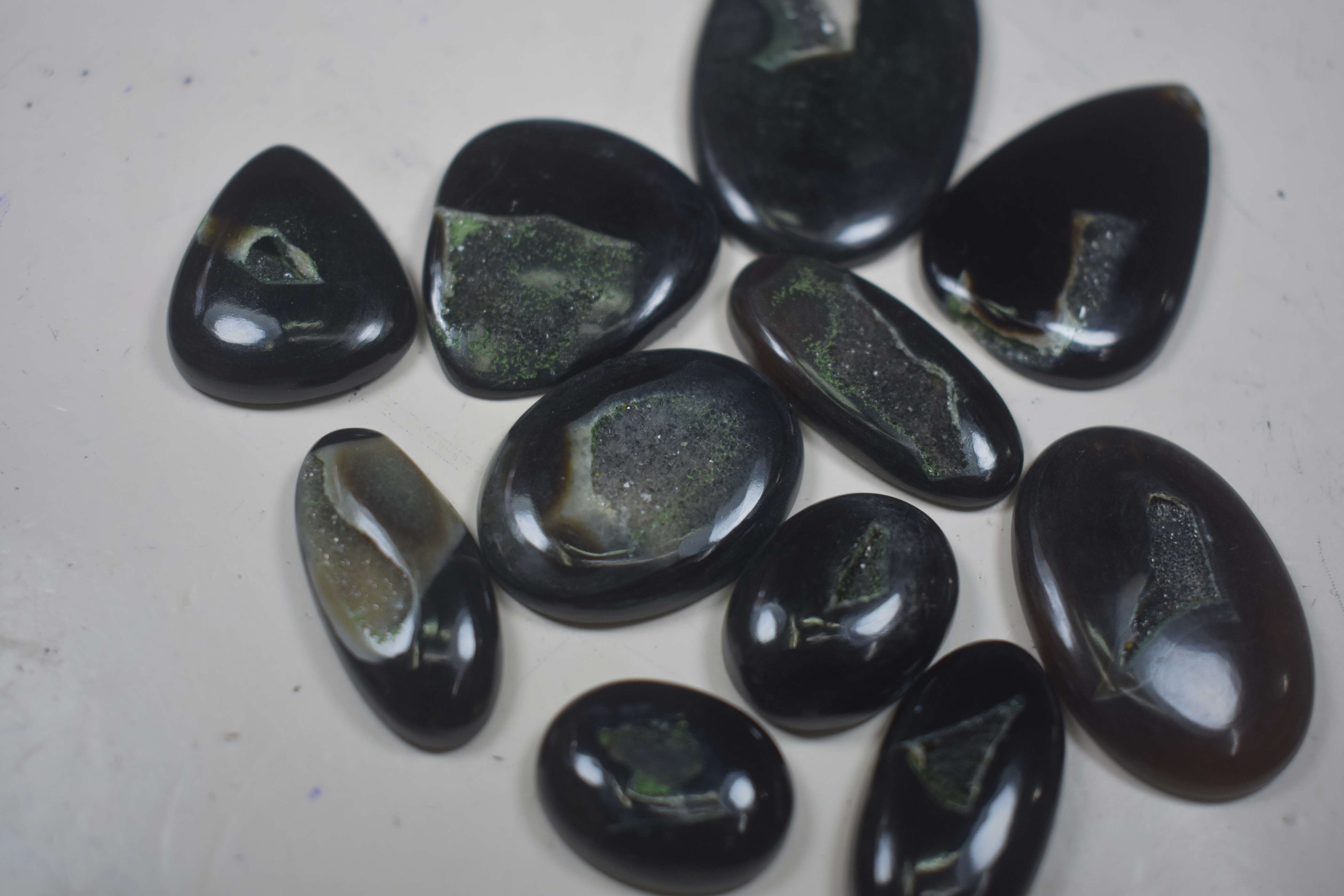 Black Agate Druzy Polished Stone