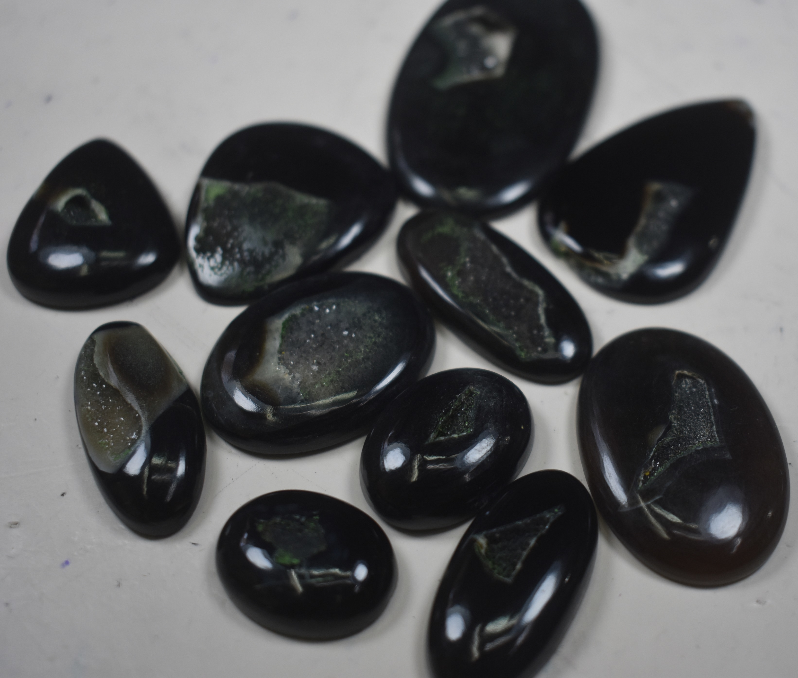 Black Agate Druzy Polished Stone