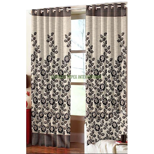 Polyester Curtains - Customizable Size, Floral Print in Beige | Elegant Eyelet Design, Easy Machine Wash, Durable Quality