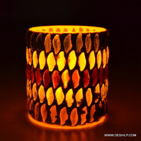 Mosaic Glass Shape Votive Tealight Candle Holder