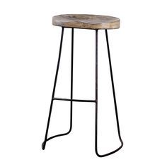 Bar Stools For Kitchen Counter - Iron With Antique Finish, Natural Color, Elegant Design, Indoor Use, Smooth Glossy Surface Finish, No Assembly Required