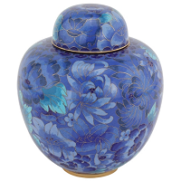 Beautiful Butterfly Cloisonne Urn - 200 Cubic Inches Multi-color Enameled Metal With Artistic Butterfly Design 9.5" H X 8" Diameter