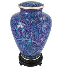 Beautiful Butterfly Cloisonne Urn - 200 Cubic Inches Multi-color Enameled Metal With Artistic Butterfly Design 9.5" H X 8" Diameter