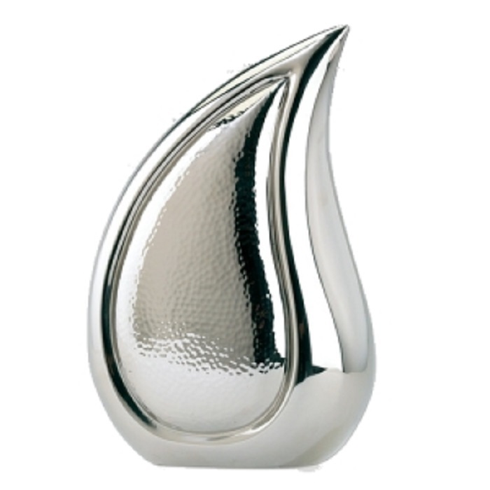 Solace Gray Teardrop Urn - Solid Brass, 12"h X 7"w X 7"d, Glossy Dark Gray & Pewter Finish | Unique Shape For Mourning, Secure Bottom Screw Opening