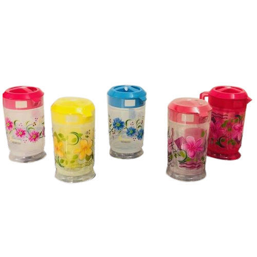 Plastic Water Jugs - 1.5L, 10.5 x 10.5 x 20 cm | Floral Design, Durable Material, Ideal for Home and Commercial Use