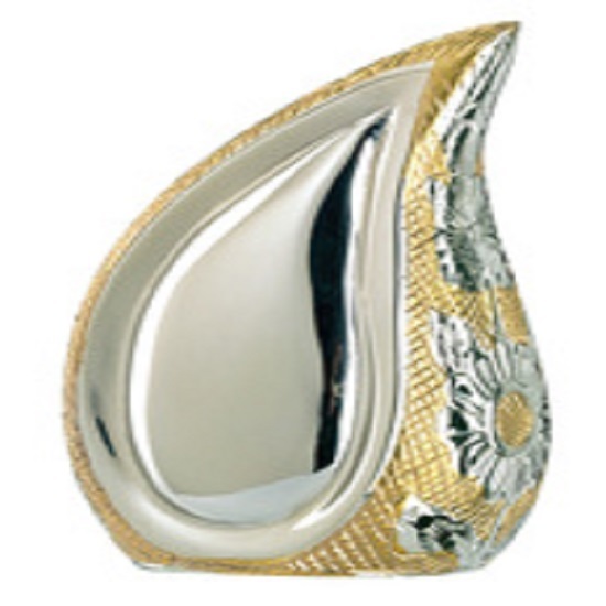 Metal Black Silver Teardrop Keepsake Urn