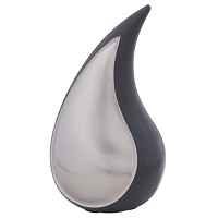 Metal Black Silver Teardrop Keepsake Urn