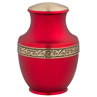 Deep Blue Floral Brass Urn - 10" High, 210 Cubic Inches | Gold Floral Engraving, Threaded Top Closure, Optional Black Velvet Bag
