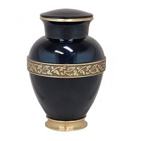 Rose Raku Brass Cremation Urn - 10 1/2" Tall, 220 Cubic Inches | Handcrafted Metal With Artistic Green & Gold Finish, Engraved Rose Design