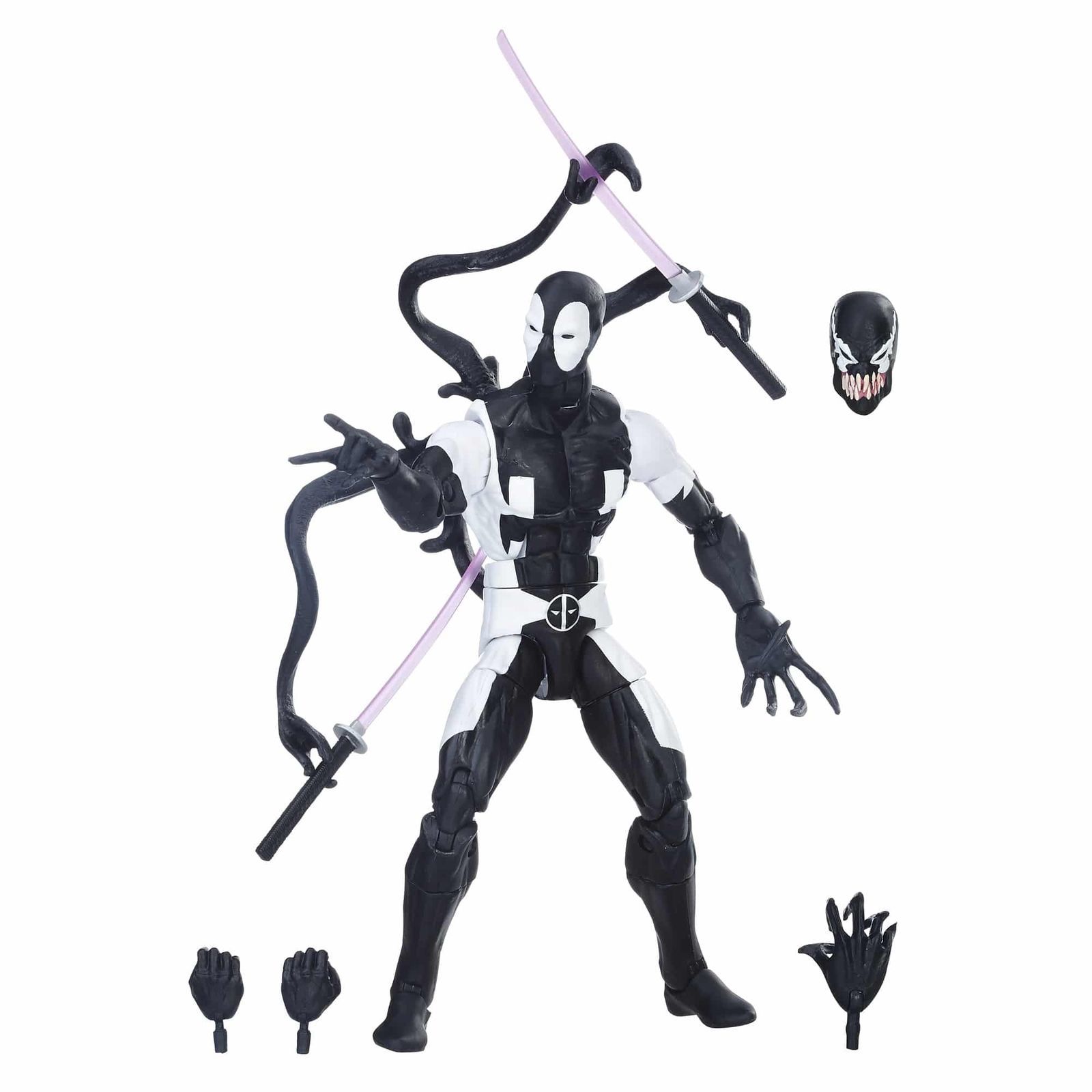 Marvel Legends Black Deadpool - Pvc Abs 6 Inch, Black | 30+ Articulations, Collectible, Accessories Included