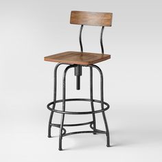 Wooden And Iron Bar Chair - Antique Appearance, Natural Color Finish | Smooth And Glossy Surface, Elegant Design, No Assembly Required