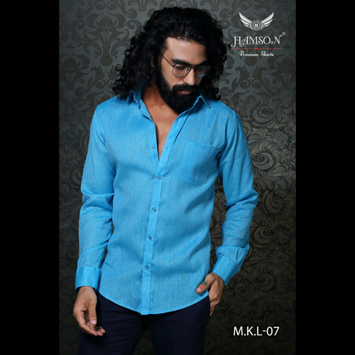 Mens Formal Shirt - Cotton, Size M, L, Xl, Xxl | Blue, Full Sleeve, Regular Fit, Plain Pattern