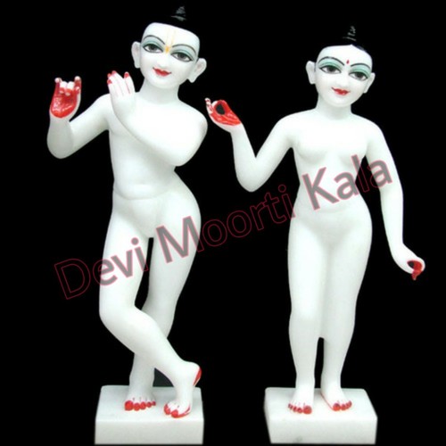 Eco-Friendly Iskon Black And White Marble Statue.