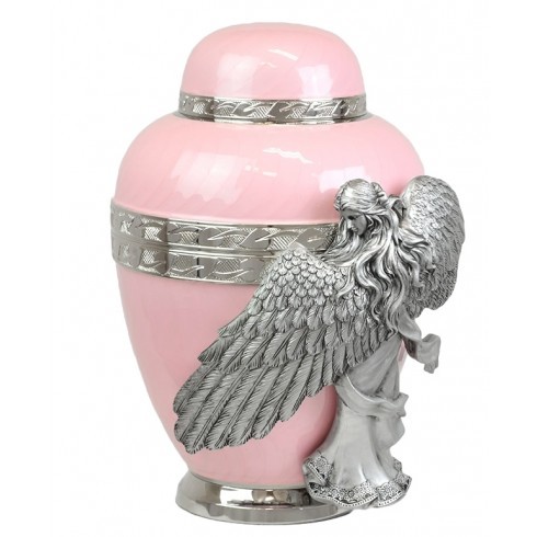 Silver Wings Of An Angel Pink Cremation Urn