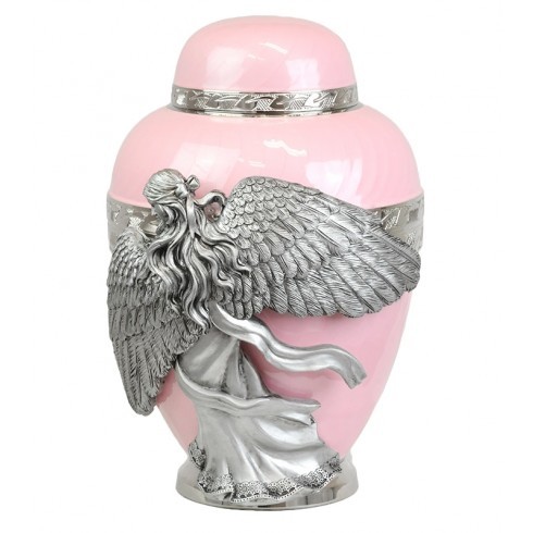 Silver Wings Of An Angel Pink Cremation Urn