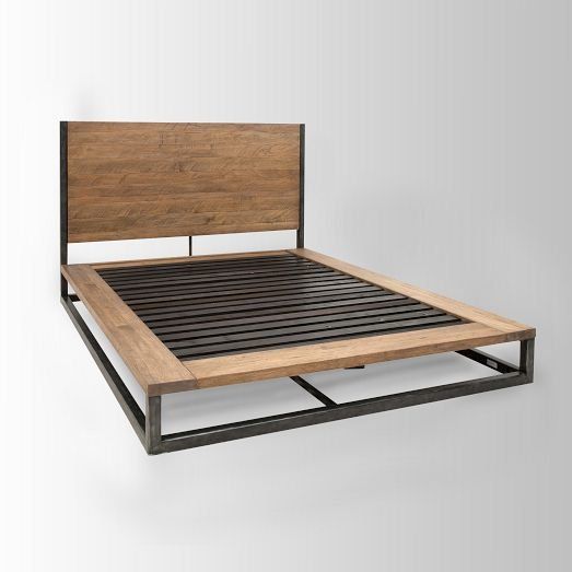 Wooden Bed - Natural Wood With Iron Accents, Antique Design, 1-year Warranty, Smooth Glossy Finish