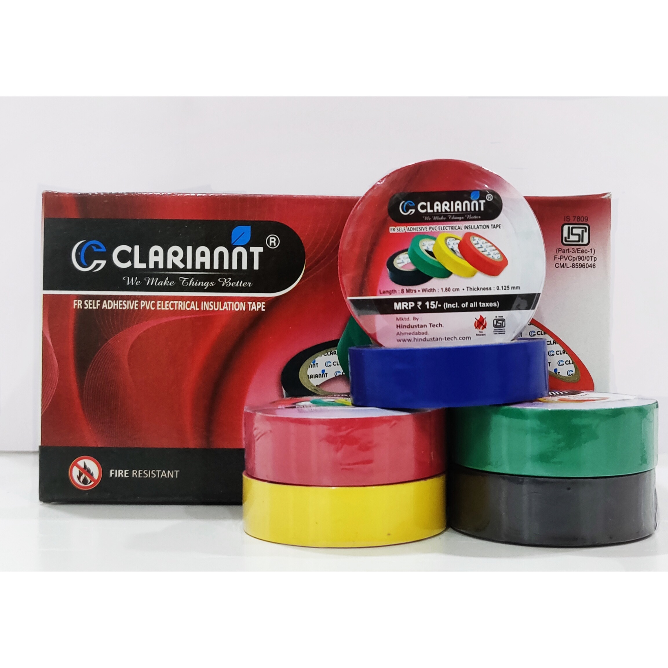 Multicolour Electric Insulation Tape - Pvc, 8 Meter Length , Single-sided Adhesive, Available In Black For Electrical Purposes