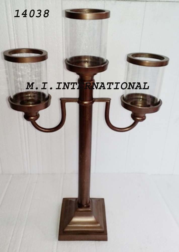 Decorative Candle Holder - Aluminum & Glass , Silver Nickel Finish With Elegant Casting Techniques