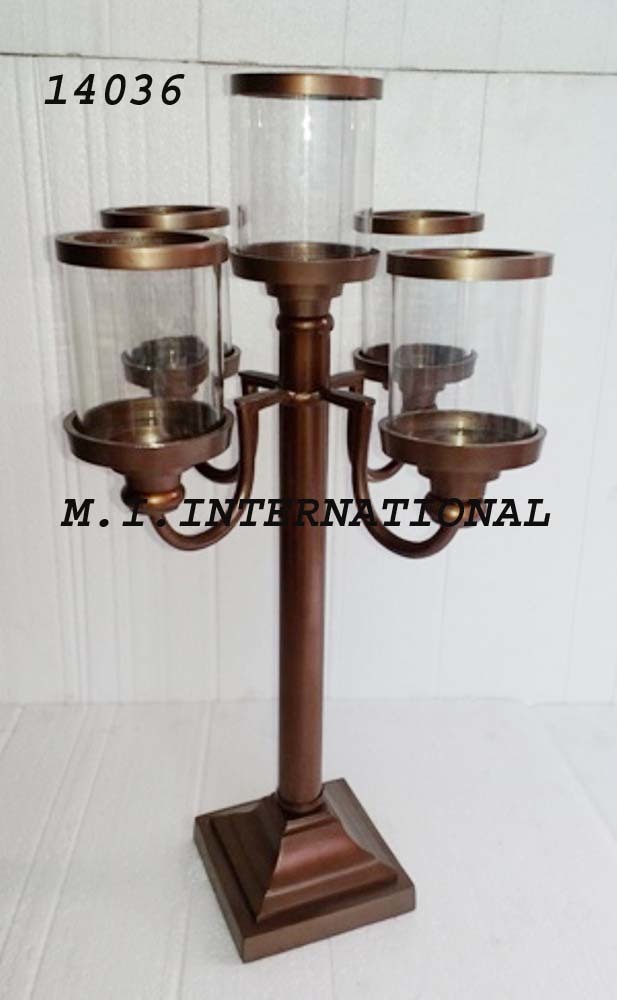 Decorative Candle Holder - Aluminum & Glass , Silver Nickel Finish With Elegant Casting Techniques