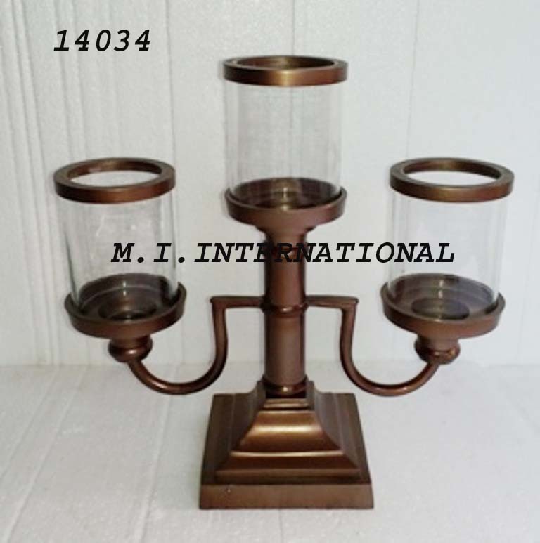 Decorative Candle Holder - Aluminum & Glass , Silver Nickel Finish With Elegant Casting Techniques
