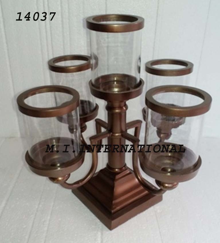 Decorative Candle Holder - Aluminum & Glass , Silver Nickel Finish With Elegant Casting Techniques