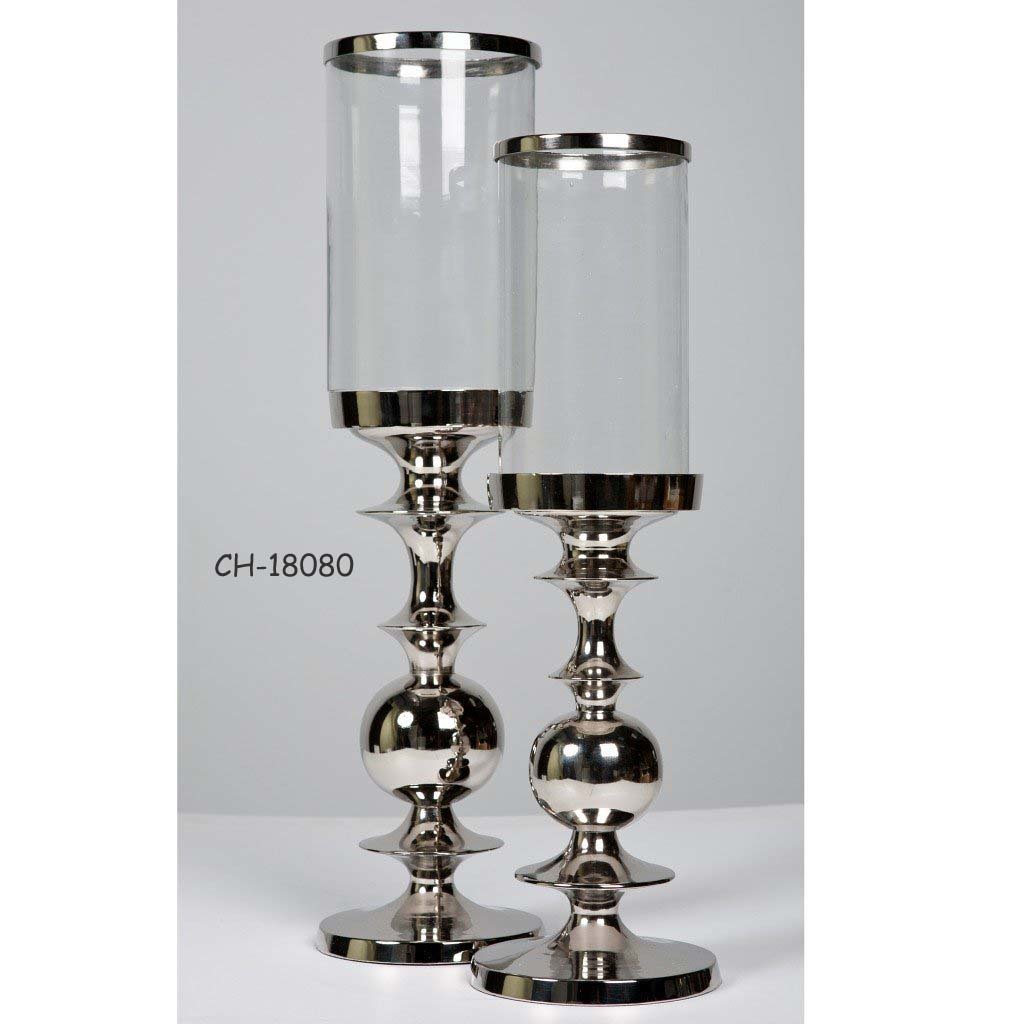 Hurricane Candle Holder - Aluminium & Glass, Various Finishes In Nickel And Brass Antique, Elite Decorative Theme