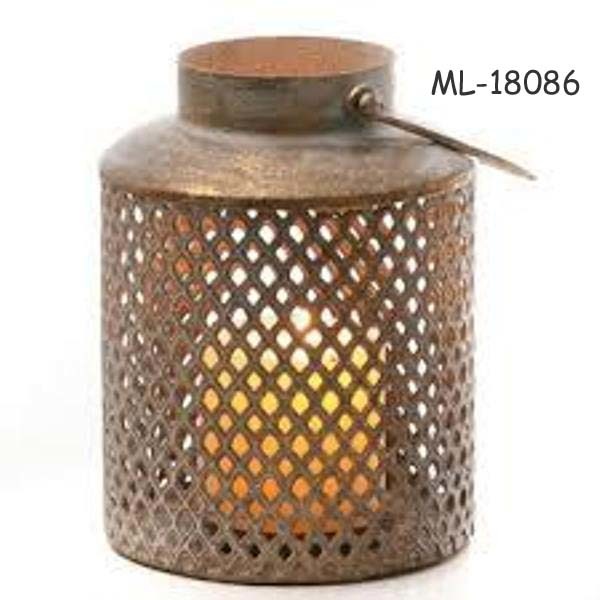 Garden Lantern - Wood, Glass, Metal | 12" X 12" X 24", Brown Finish, Nickel Accent, Elite Design