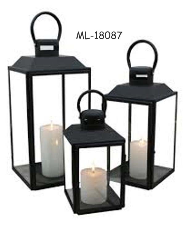 Garden Lantern - Wood, Glass, Metal | 12" X 12" X 24", Brown Finish, Nickel Accent, Elite Design