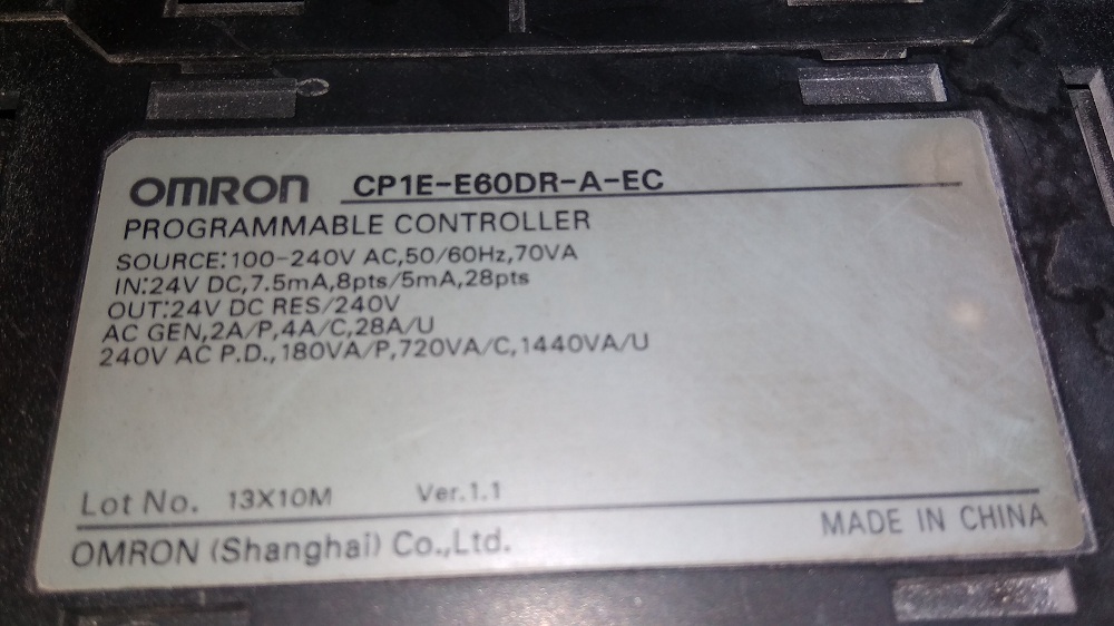 Omron Cp1e-e60dr-a-ec Plc