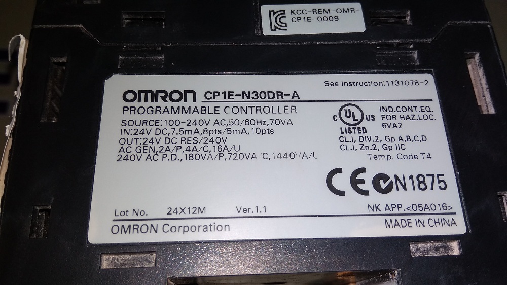 Omron Plc Cp1e-n30dr-a