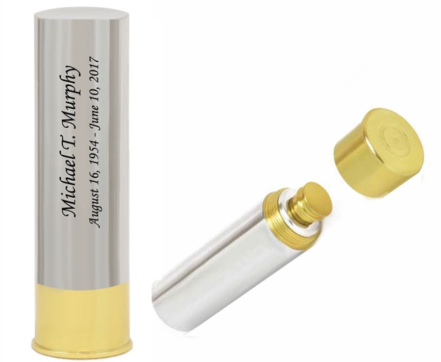 Shotgun Shell Brass Urn - 12" Tall, 200 Cubic Inches | Handcrafted Metal Design, Sporty Gold Finish, Ideal For Hunters