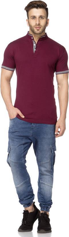 Tinted Premium Solid Mens Henley - Cotton , Short Sleeves, Multi Color, Button Placket Below Granddad Neckline, Semi-formal Style