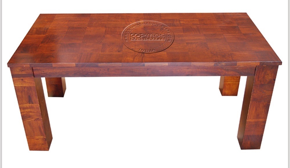 Wooden Dining Table - Natural Wood Material, Customize Seater & Shape | Antique Appearance, Smooth Glossy Surface Finish, 1 Year Warranty