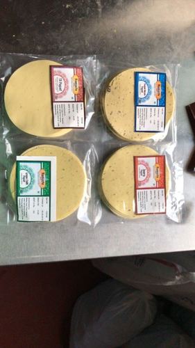 Flavoured Papad - Handmade Flour, 10 cm Diameter, Yellow Color | 100% Nutritious, Moisture Proof Packaging, Less Oil for Frying, 6 Months Shelf Life