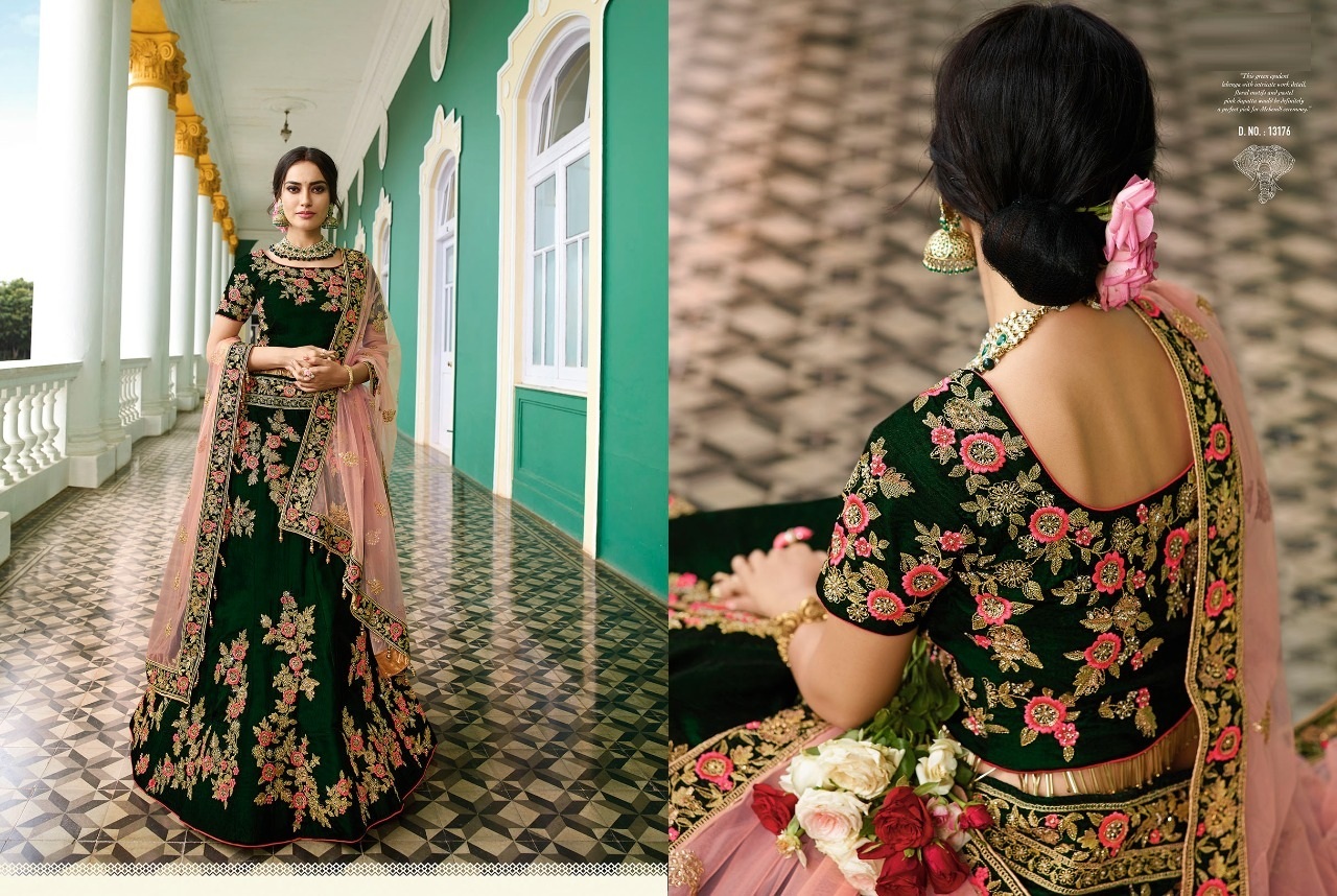 Green & Peach Shop Online Ethnic Lehanga Choli
