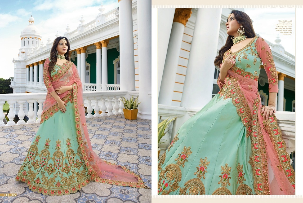 Green & Peach Shop Online Ethnic Lehanga Choli