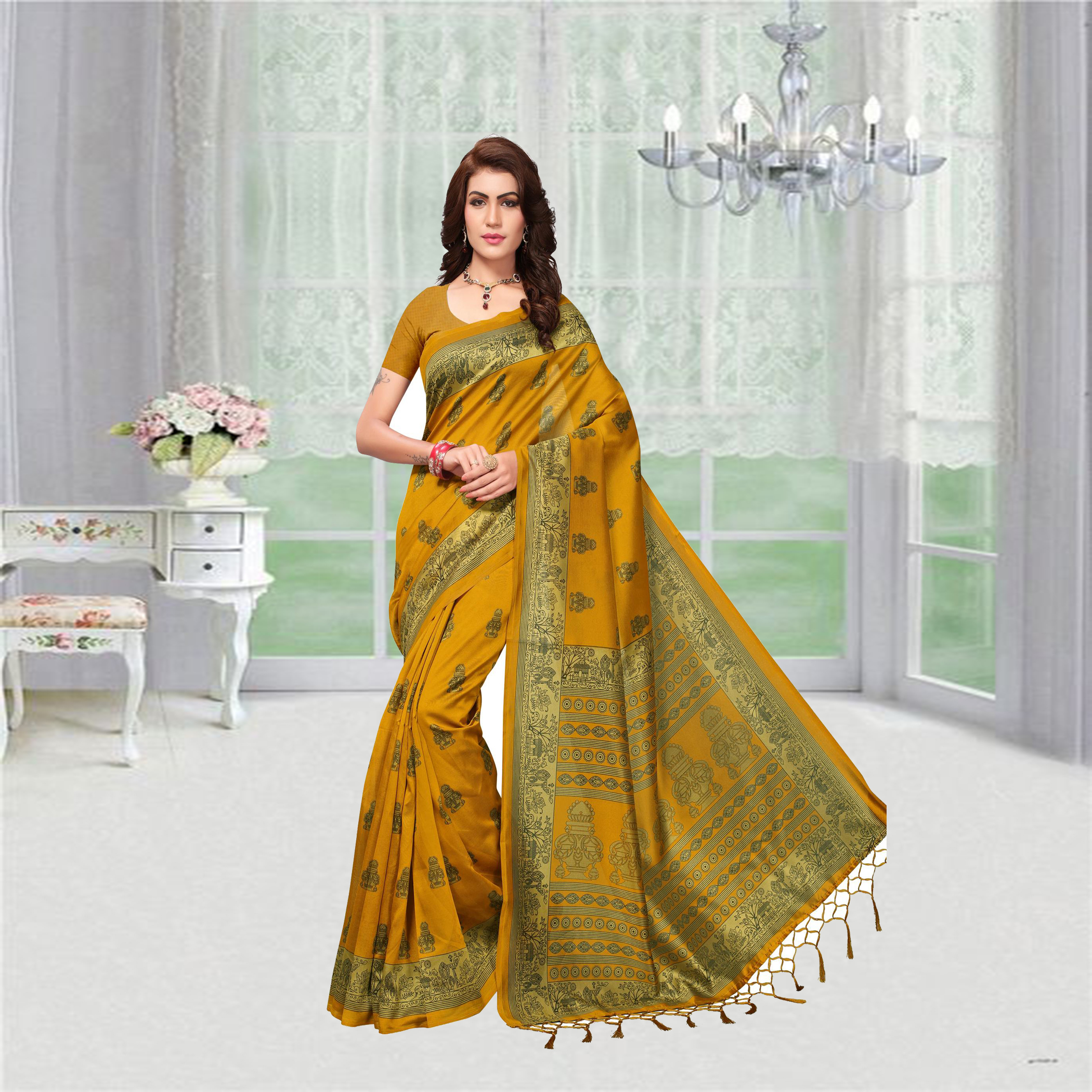 Printed Party Wear Mysore Silk Saree