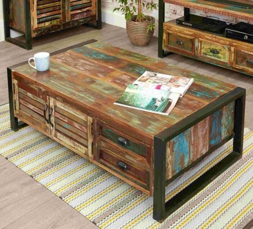 Polished Reclaimed Coffee Table With Storage