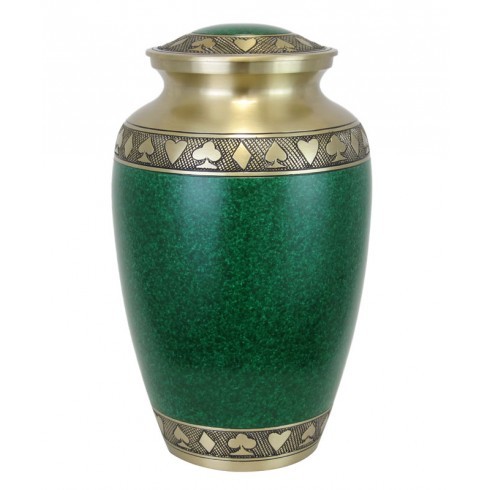 Gold Suits Of The Cards Green Brass Urn