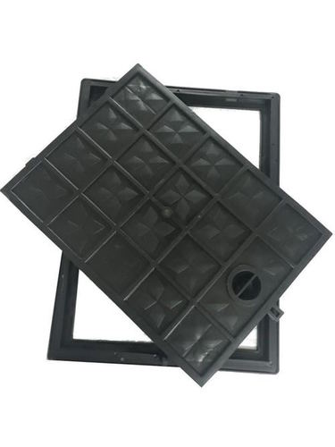 Plastic Manhole Cover - Plastic, 18x24 Inches, Black | For Drainage and Water Supply, Rectangle Shape, Lightweight 2-8 kg