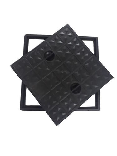Plastic Manhole Cover - Plastic, 12x12 Inch, Black Square Design | Ideal for Drainage and Water Supply, Lightweight 2-6 kg