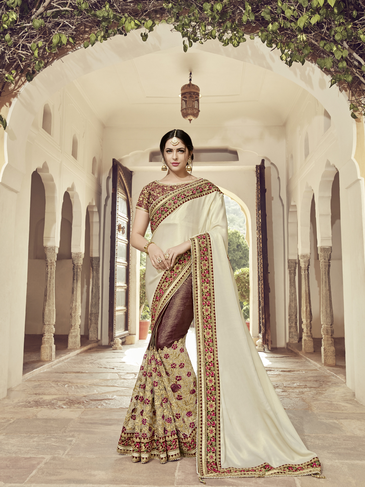 Bridal Wear Saree - Color: As Per Image