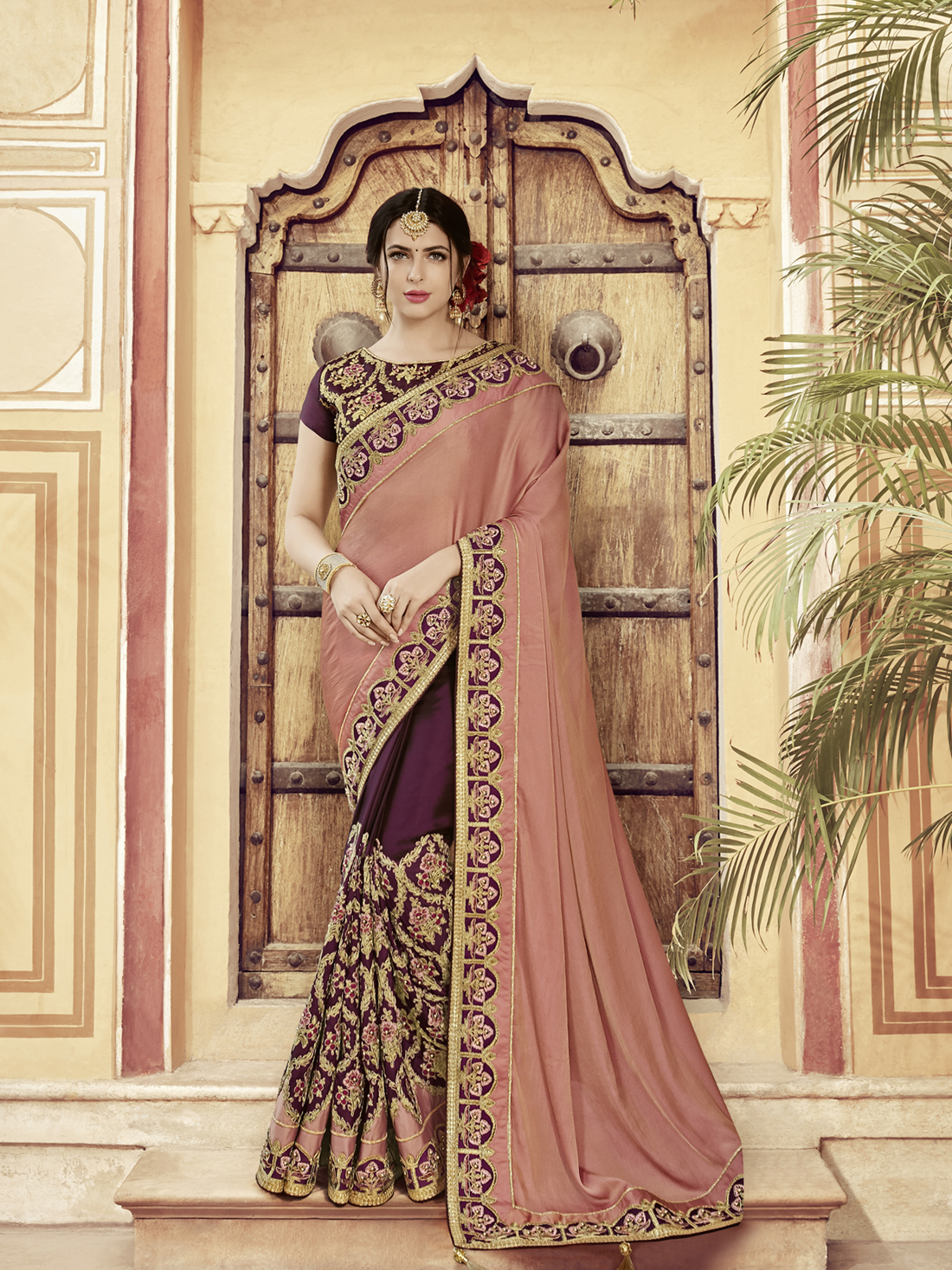 Bridal Wear Saree - Color: As Per Image