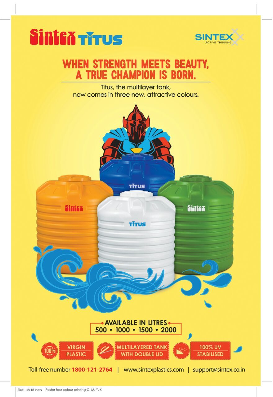 Yellow Isi Mark Sintex Water Tank