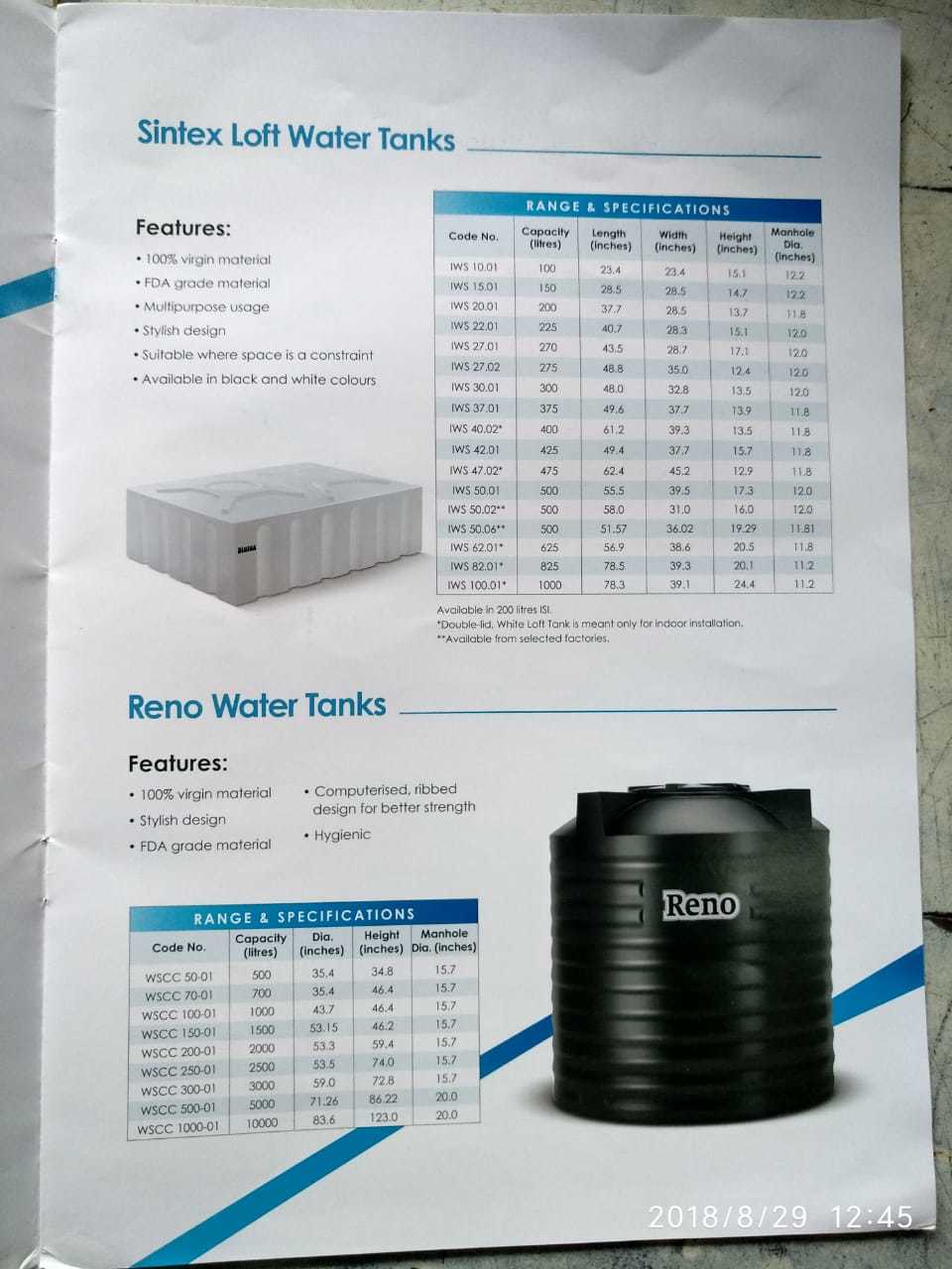 Yellow Isi Mark Sintex Water Tank