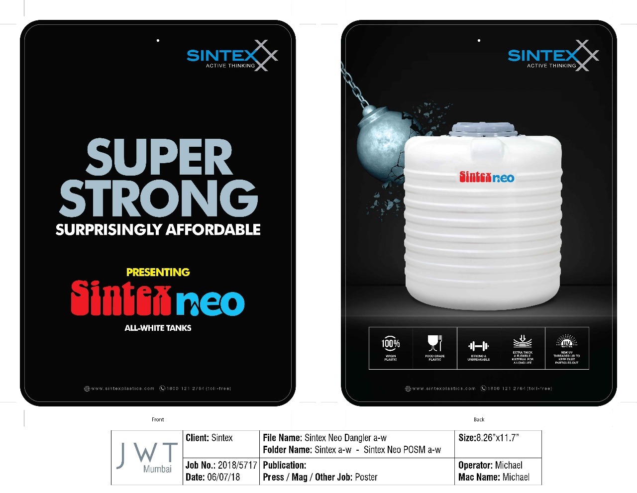 Yellow Isi Mark Sintex Water Tank