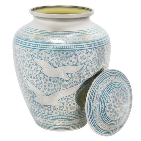Silver & White Homeward Bound Cremation Urn