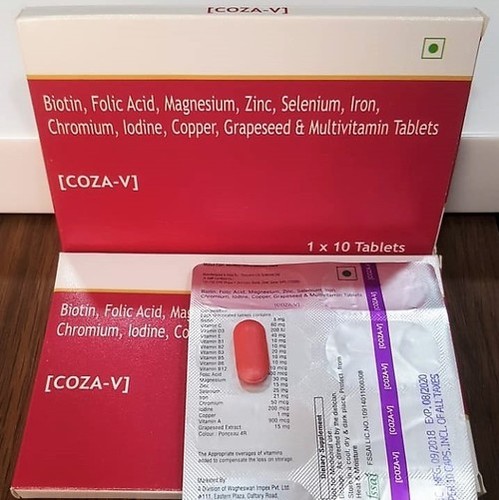 COZA - V Biotin and Folic Acid Tablets 1x10 Pieces | Prescription Only, Dry Storage Instructions, General Medicine