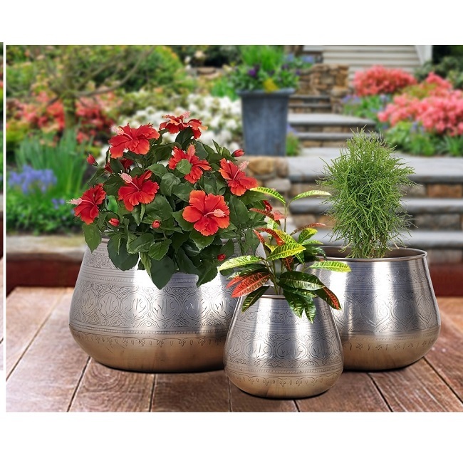 Antique Copper Hammered Planter / Iron Hammered Planter