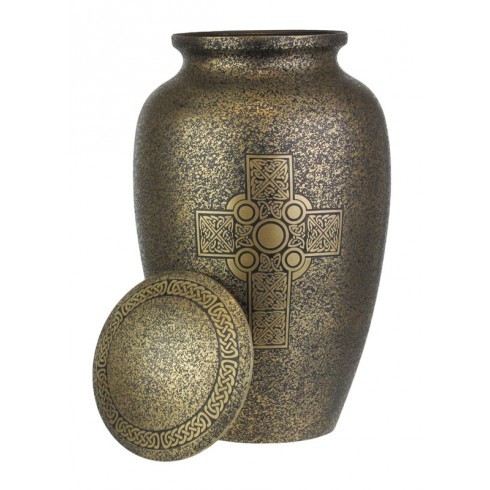 Black Celtic Cross Brass Urn